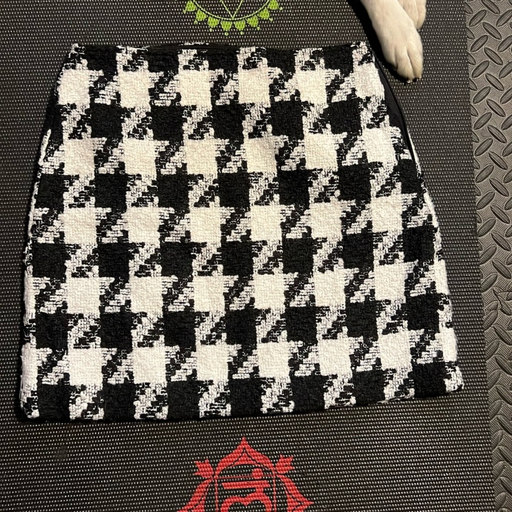 Loft houndstooth tweed shift skirt 4 whisper white